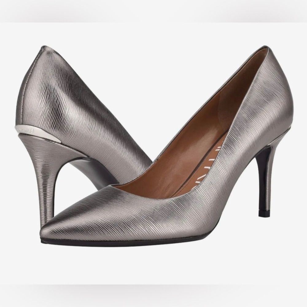 New Calvin Klein Gayle Metallic Silver Heels size 5.5 - Picture 8 of 10